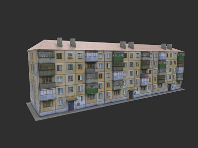 Garden Landscape Design For Multi Floor Residential Apartment Building With Balconies And Greenery 3d model