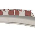 Modern Multi Person Sofa With White Brown Upholstery And Red White Pillows 3d model