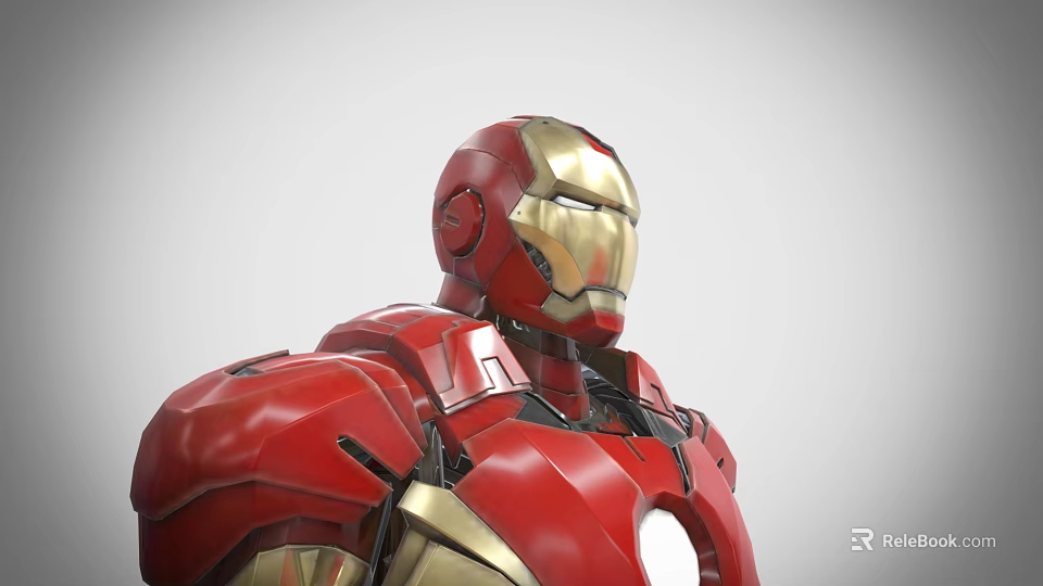 Iron Man Game And Movie Character With Red And Gold Armor Helmet Design 3d model 