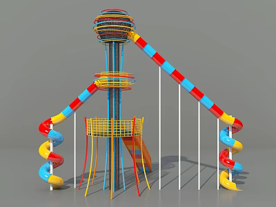 Modern amusement equipment unpowered children's amusement equipment space-time shuttle slide combination 3d model