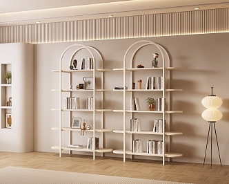 Cream Style Bookshelf Storage Rack Display Rack 3d model