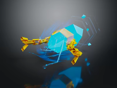 Modern Abstract Decorative Ornament Set With Blue Yellow Geometric Design Elements 3d model