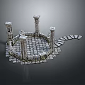Ancient Circular Stone Building Featuring Pillars Stone Paved Floor and Pathway