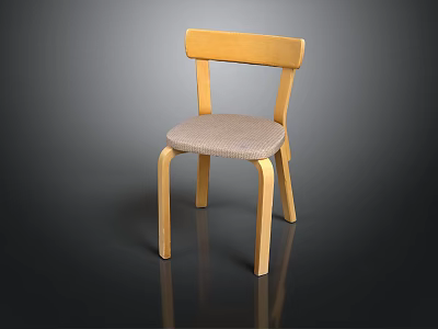 Modern Wooden Chair With Simple Design And Woven Fabric Seat 3d model