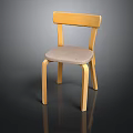 Modern Wooden Chair With Simple Design And Woven Fabric Seat