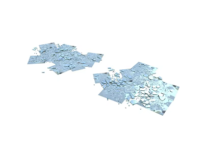 Blue Wood Stone Fragments Piled in Two Groups on White Background Surface 3d model