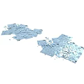 Blue Wood Stone Fragments Piled in Two Groups on White Background Surface