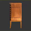 Elegant Vintage Wooden Chest of Drawers With Carved Black Figures And Curved Legs