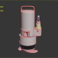 Metallic Silver Cylindrical Equipment with Top Handle Side Port and Stable Base Support Feet