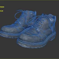Worn Leather Work Boots With Thick Soles And Brown Laces For Durable Use 3d model