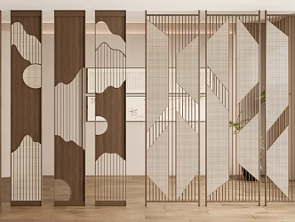 New Chinese Screen Wooden Screen Zen Screen 3d model