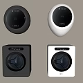 Modern Gray And White Round Square Washing Machines With Digital