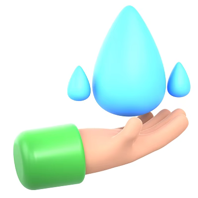 Modern Water Drops Cartoon Small Gesture Ecological Energy Saving Decorations Green Environmental Protection Decorations 3d model