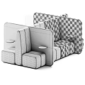 Gray Fabric Public Chairs With Dividers Small Round Tables For Modern Public Seating Areas