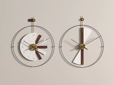 Modern Minimalist Wall Clocks With Metal Frames And Contrast Dial Designs 3d model