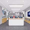 Modern Digital Electronics Store with Laptops Phones TV Display and Service Counter