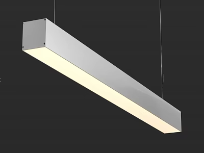 Modern Rectangular Pendant Light with Sleek Metal Design and Illuminated Center Against Black Background 3d model