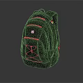 Black Backpack With Red Logo Multiple Pockets Adjustable Straps Functional Design