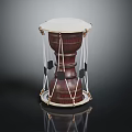 Classic Wooden Drum Musical Instrument With White Drumhead And Decorative Strings On Black Background