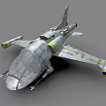 Silver Fighter Jet 3D Model With Yellow Stripes And Detailed Cockpit