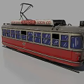 Vintage Red Tram Train With Multiple Windows And Trading Electric Soda Co Top Sign
