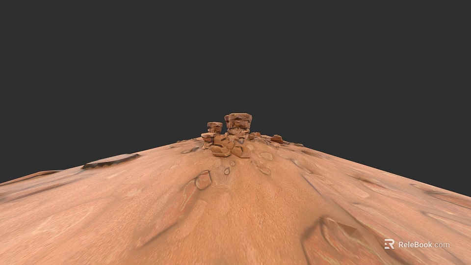 Microtopography Features Red Terrain With Rock Formations Under Dark Sky 3d model 