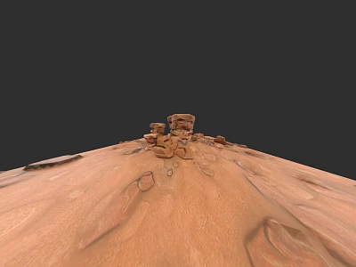 Microtopography Features Red Terrain With Rock Formations Under Dark Sky 3d model