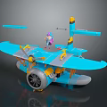 Colorful Toy Airplane Model With Pilot Figure On Blue Wings