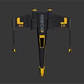 Futuristic Black And Yellow Spaceship Model With Sleek Structure For Space Exploration