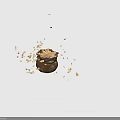 Traditional Clay Pottery Jar Overflowing With Gold Coins And Scattered Coins