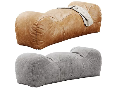 Plush Brown and Gray Soft Fabric Sofa Stools with Comfortable Design 3d model