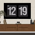 Brown Wooden TV Stand Adorned with Potted Plant Decorative Figurine Media Player and Vases