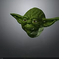 Green Fictional Creature Character Head With Large Ears And Detailed Facial Features