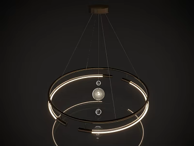 Modern Circular Chandelier With LED Lights Metal Frame And Hanging Design 3d model