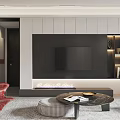 Modern Living Dining Room Interior Design With TV Wall Fireplace And Coffee Table