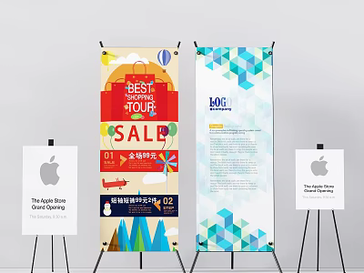 Portable Display Racks For Exhibition With Promotional Sale Posters And Various Designs 3d model