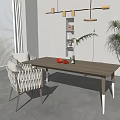 Modern Dining Table Set With Woven Chairs Red Fruits In Bright Room And Plant Decor