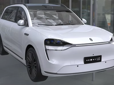 White Electric SUV With Modern Design Sleek Lines LED Headlights And Black Rims 3d model