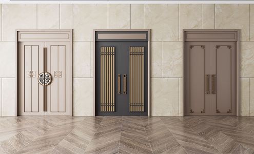 New Chinese Style Door Entrance Door 3d model