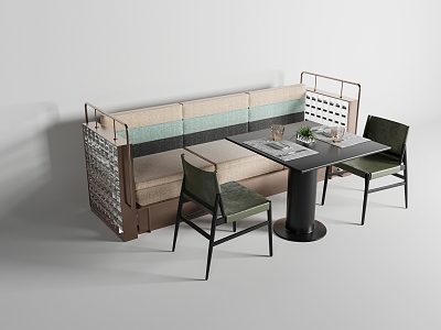 Modern Card Seat Sofa Restaurant Card Seat Dining Table and Chair model