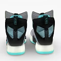 Gray And Light Blue High Top Shoes With Mesh Upper Straps And Light Blue Sole