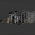 3D Industrial Metal Structure Scene With Stairs Platform And Railings