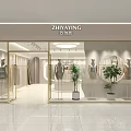 Elegant Modern Clothing Store With Glass Doors Display Windows And Mannequins