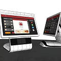Two Modern White Commercial Equipment With Sleek Design And Display Screens For Cashier Use