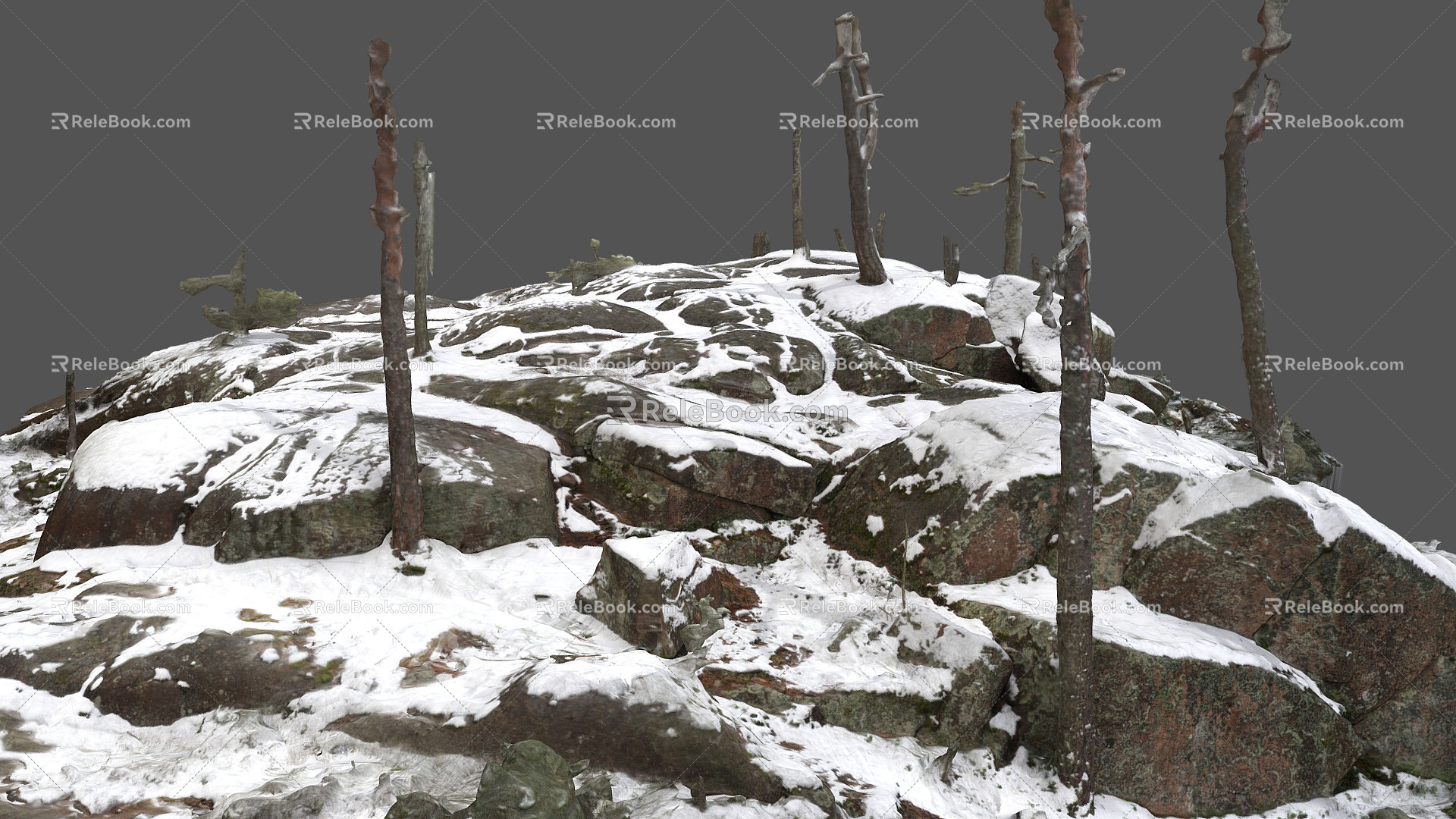 Modern Terrain Rock Terrain Rock Terrain with Light Snow 3d model