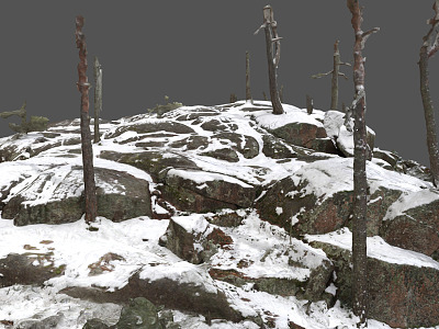 Modern Terrain Rock Terrain Rock Terrain with Light Snow 3d model