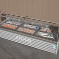 Fresh Food Display Freezer with Transparent Glass Door Showcasing Meat Fish and Seafood Items