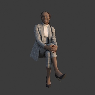 sitting foreign woman black 3d model