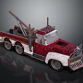 Vintage Red And White Fire Truck With Crane Arm And Retro Design