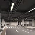 Modern Indoor Parking Lot With Spacious Layout Bright Lighting Arrow Markings And Parked Cars